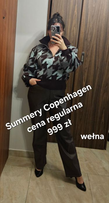 Brązowy niebieski sweter Summery Copenhagen wełna