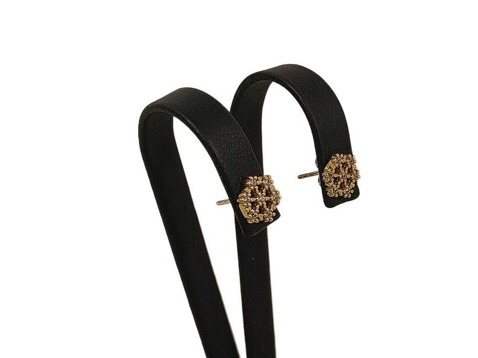 Złote kolczyki ŚNIEŻKI CYRKONIE 585 1,05G SZTYFT