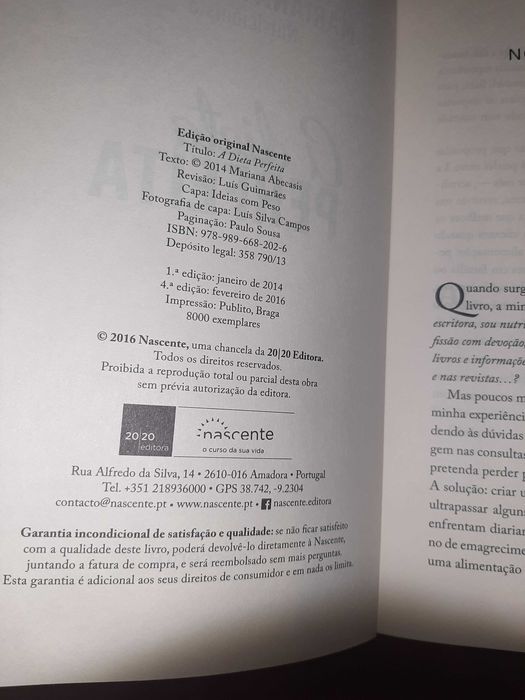 Livro "A Dieta Perfeita"