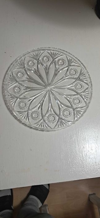 Duża Patera taca Talerz kryształowy Kryształy Stare Tortownica Antyki