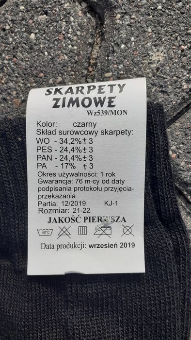 Skarpety wojskowe zimowe grube strefowe