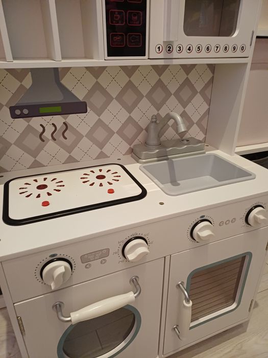 Kuchnia duża drewniana światło dzwięk dla dzieci biała