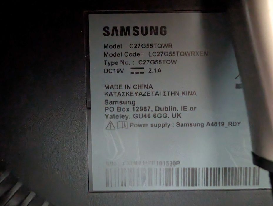 Monitor Samsung LC27G5xT (DP)  [27" LCD]  (H4ZR101530)