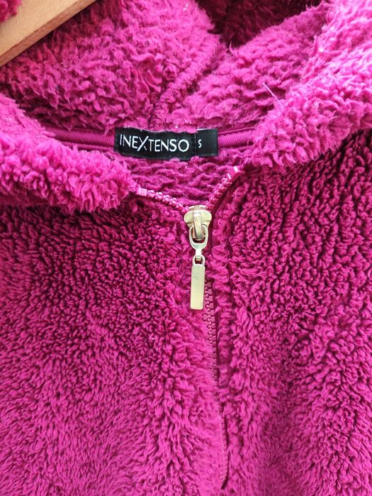 Ciepły polar bordowy S 36 Inextenso z kapturem