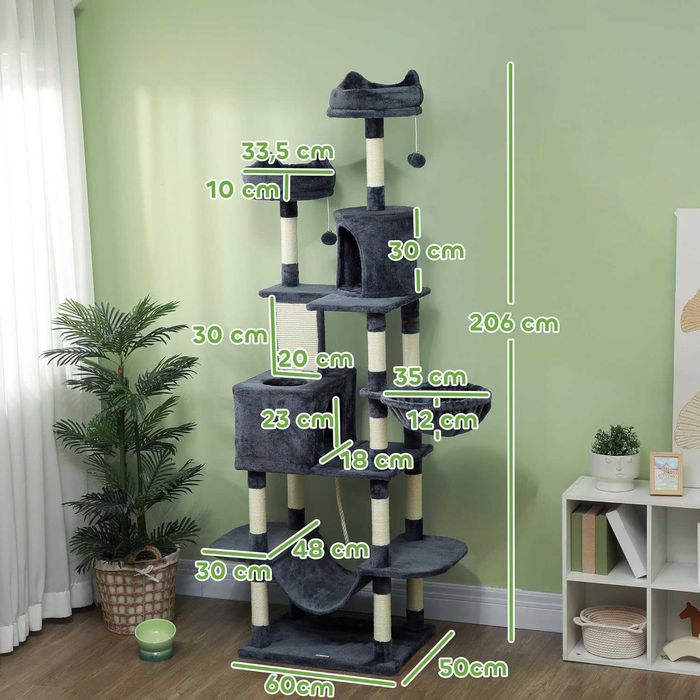ENVIO GRÁTIS - Arranhador 60x50x206cm, Árvore, raspador para gatos