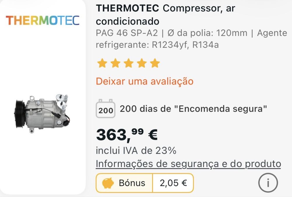 Compressor AC - *NOVO * Volvo S60 S80 S90 V40 V60 V70 V90 XC60