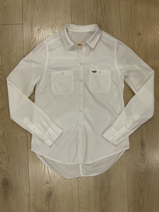 Hollister Koszula Biała 100% Bawelna Rozmiar S