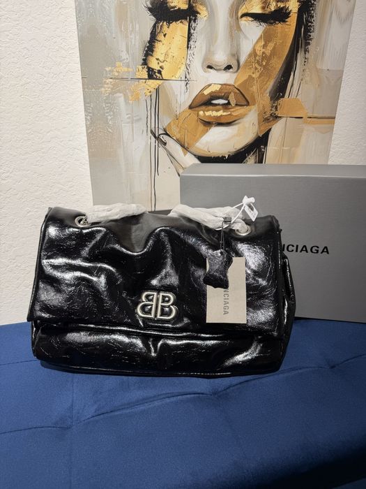 Сумка Balenciaga Monaco шкіра | чорна | срібна фурнітура