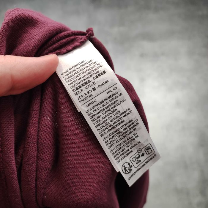 MĘSKA Nowa Cienka Bluza Longleve Bluzka Levis Bordowa Kieszonka Haft
