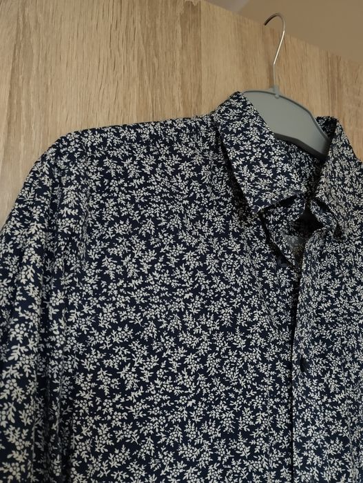 Koszula w kwiaty kwiatki granatowa w wzory Wólczanka męska M