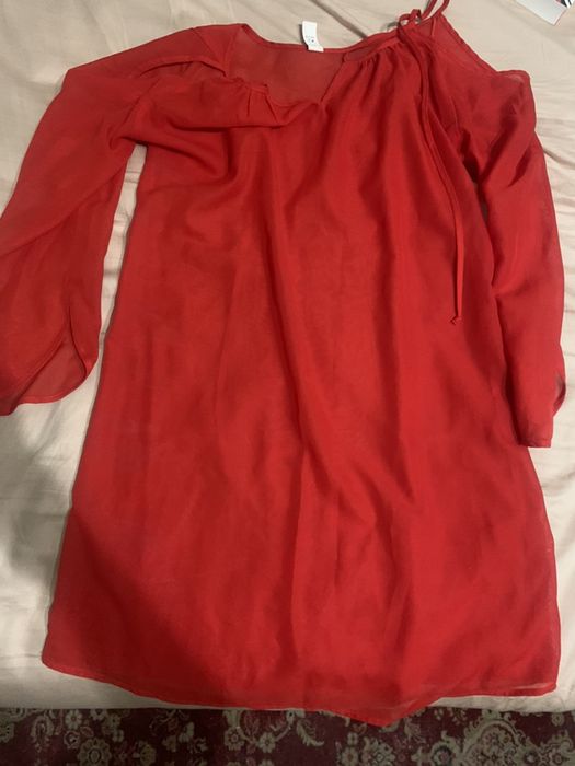 Новый спортивный купальник платье Joss синий / красная накидка