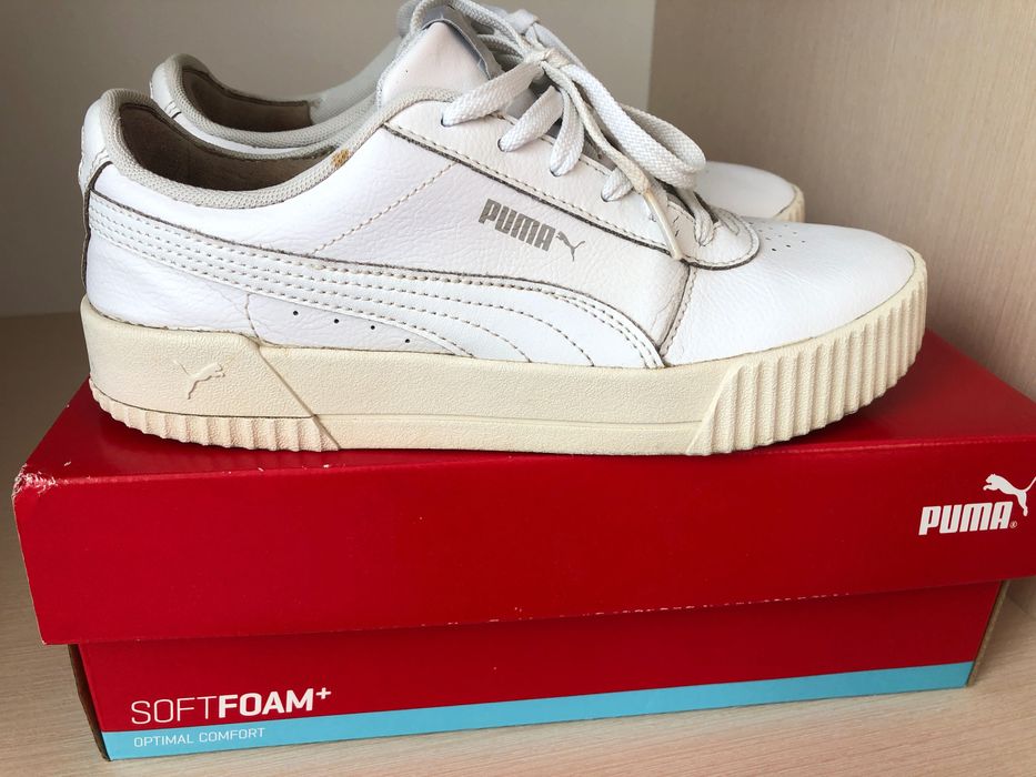 Оригінал Puma Жіночі шкіряні білі кеди CARINA L кросівки