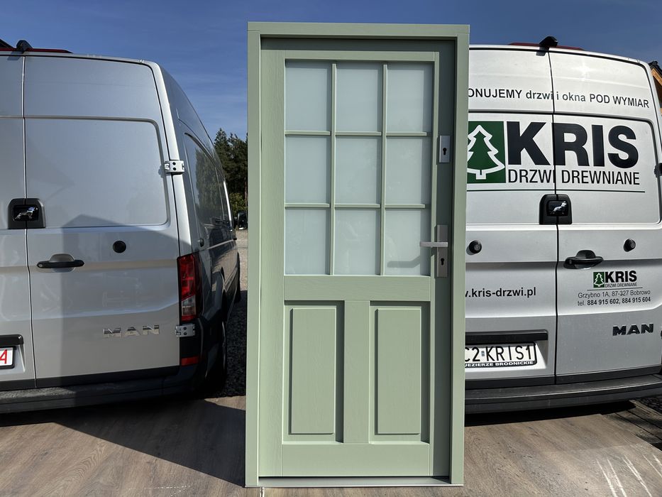 Drzwi zewnętrzne drewniane Na wymiar zieloneCzyste Montaż Cała Polska