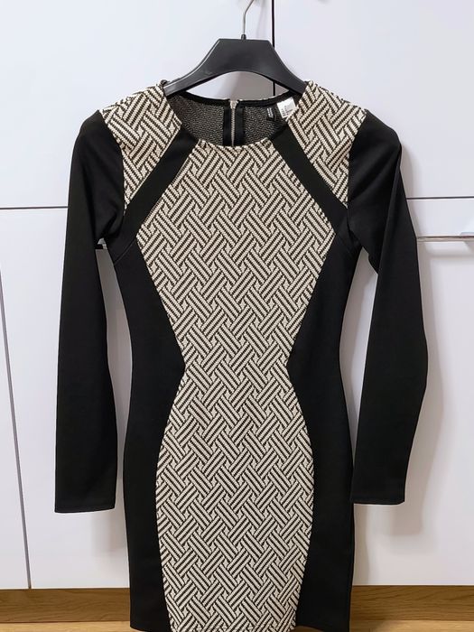 Elegancka, czarno-biała sukienka - S/36