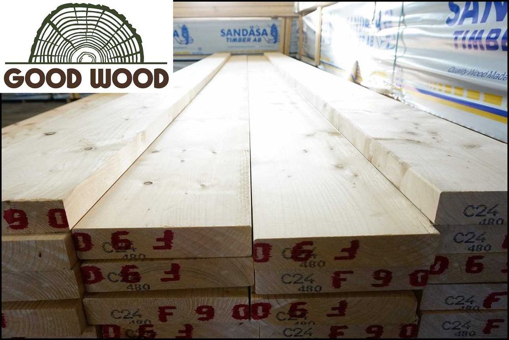 Legary tarasowe 45x145 C24 podłogowe kantówka DREWNO SKANDYNAWSKIE