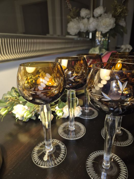 Kryształowe kieliszki do wina Remery z PRL 6 SZTUK