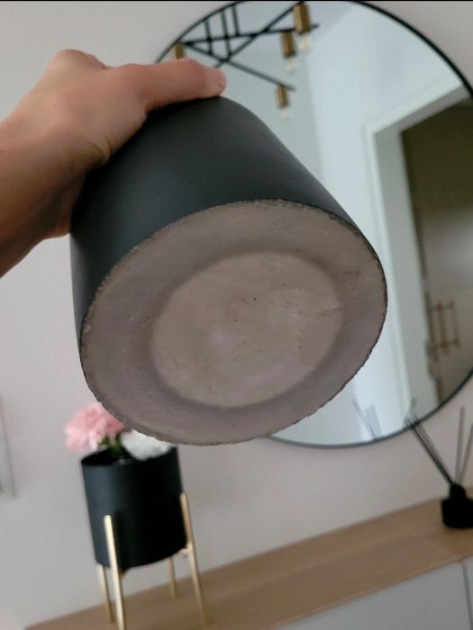 2x Doniczka Betonowa Loft Minimalistyczna Czarny Mat Scandi Boho