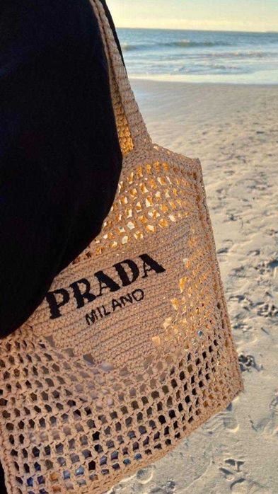 Prada torba plazowa siateczka,Nowa,koszyk