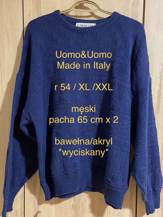 Uomo & uomo r 54 XL /XXL męski sweter niebieski crewneck Made in Italy