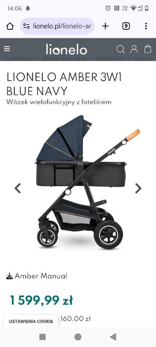 Wózek lionelo Amber 3w1 blue navy