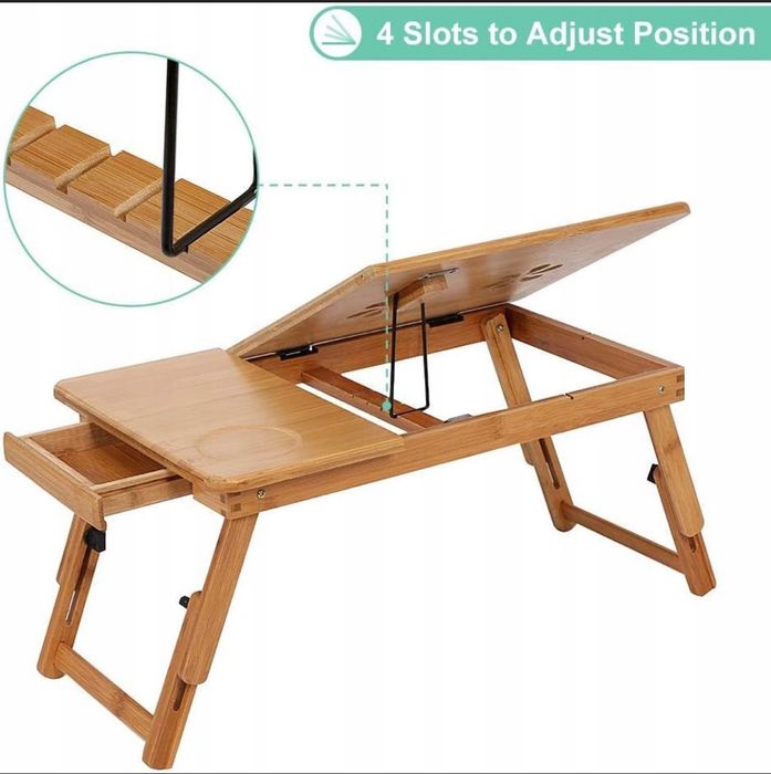 Bambusowy Stolik pod laptopa stolik do łóżka 55x31cm