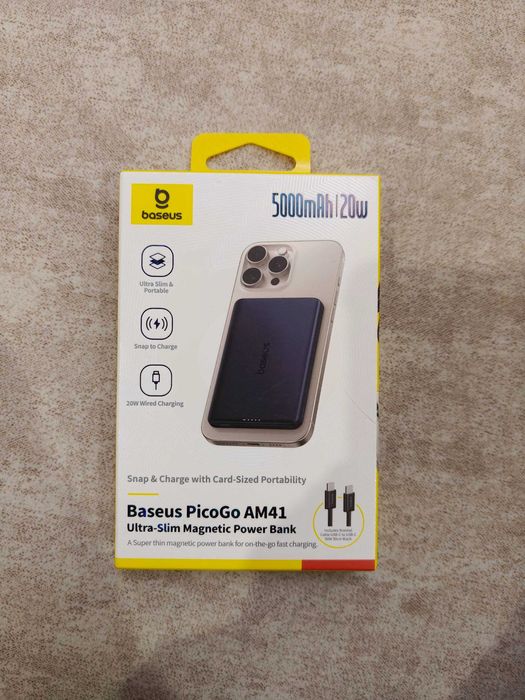 Baseus PicoGo AM41 магнітний павербанк 5000mAh 20W ультратонкий