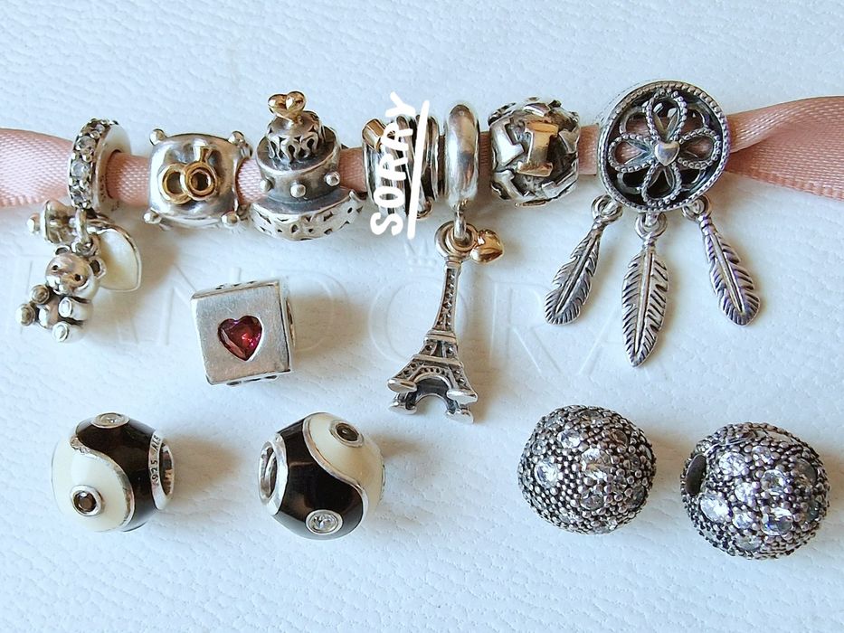 Contas e Pendentes da Pandora Yin & Yang Dado Torre Eiffel Caça Sonhos