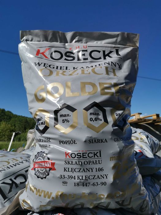 DOSTĘPNY! 100% Polski Węgiel workowany ORZECH GOLDEN 25 kg