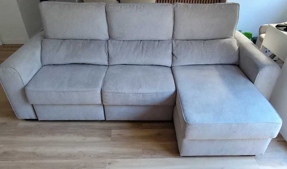 NOVO - Sofá chaise longe cinza claro