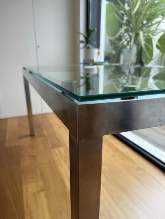 Secretaria Inox handmade tampo vidro fosco