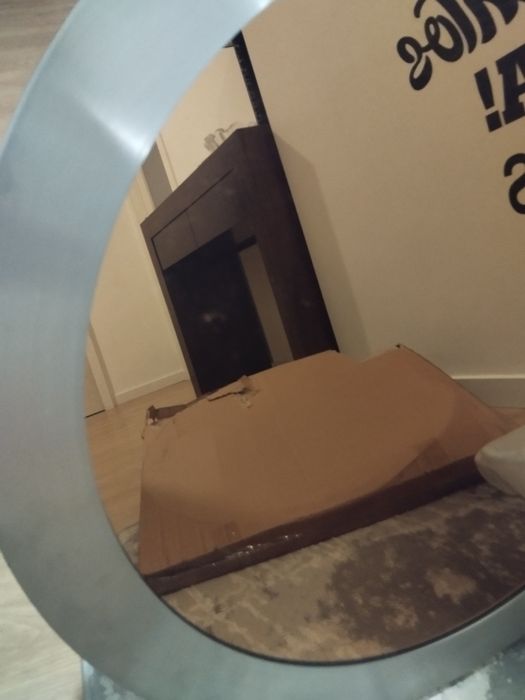 Espelho  grande moldura  Inox decorativo redondo diâmetro 66cm diâm