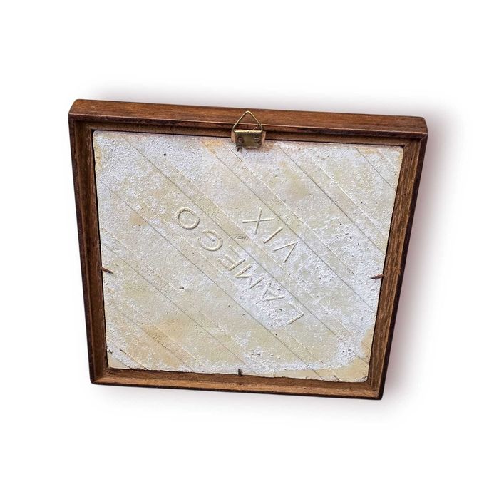 Azulejo Português Lamego com Moldura Madeira – Motivo Tradicional Azul