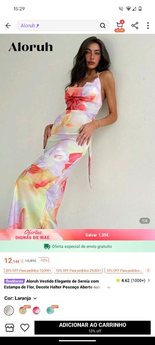 Vestido Sereia Estampado - Tamanho S