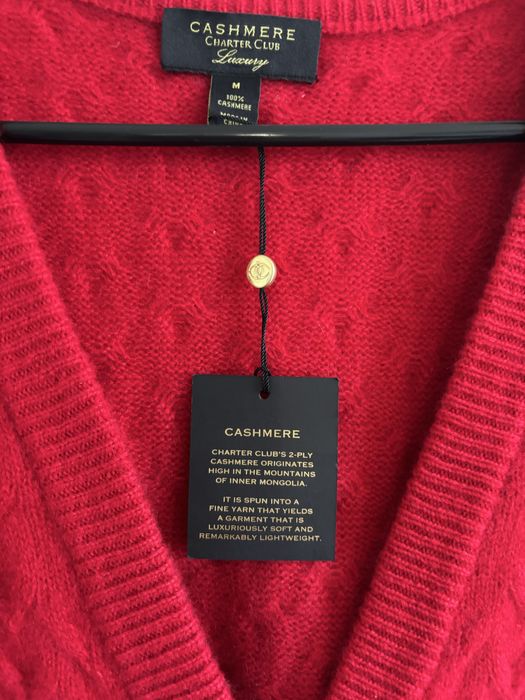 Sweter kardigan 100% kaszmir naturalny dwuwarstwowy 2-ply rozmiar S