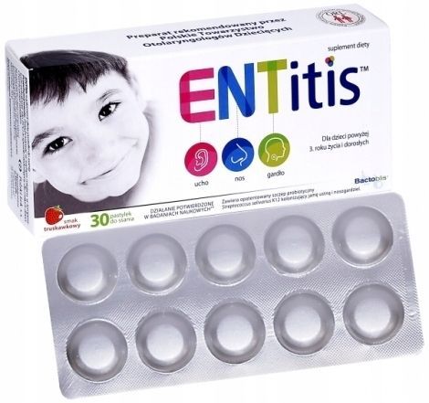 entitis smak truskawkowy pastylki do ssania 30 szt.
