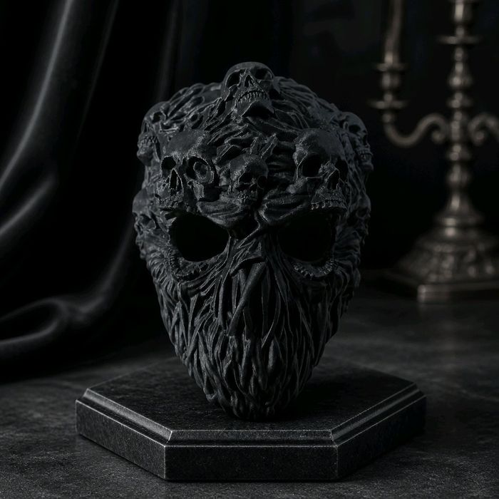 Czarna Maska Nekromanty - Mroczny Atrybut Kolekcjonerski Halloween