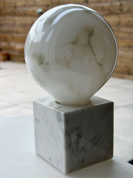 Vintage Lampka Kula Marmurowa LINDNER Mid-Century Modern Mega Design