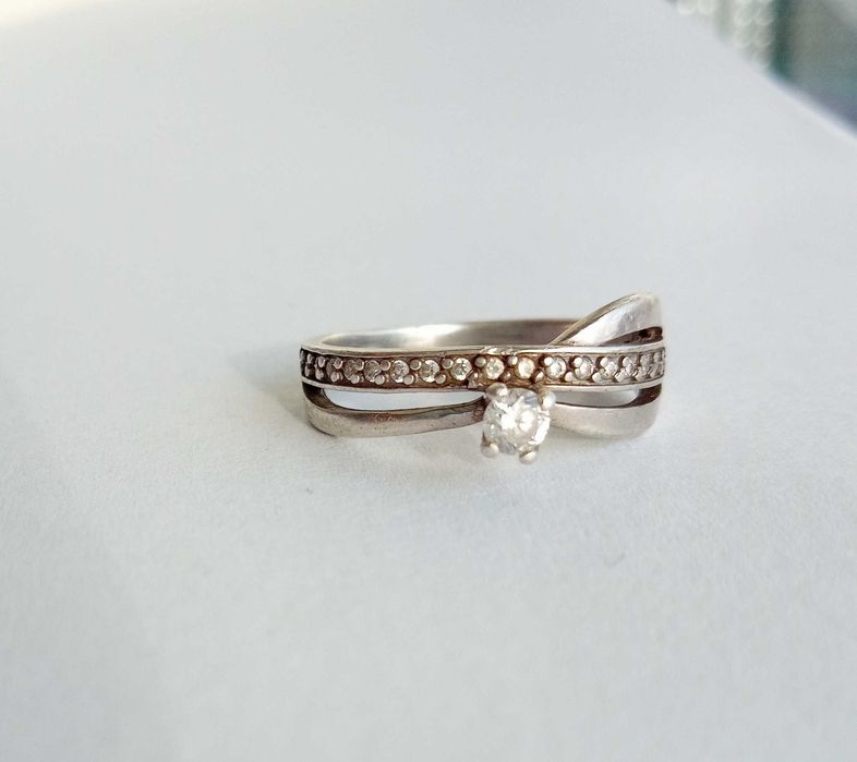 Кільце перстень з каменями, Срібло 925 проба, розмір 16,5