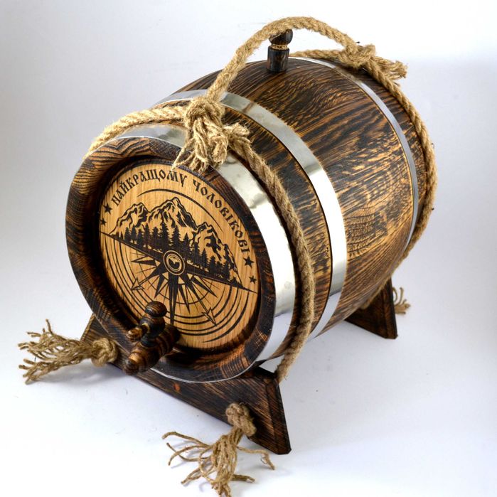 Дубова бочка для горілки, вина, коньяка, бренді, кальвадосу, бурбону..