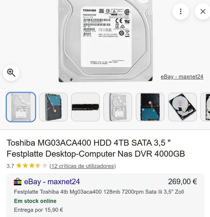 Toshiba disco Interno 4TB / 7200 rpm - Enterprise
