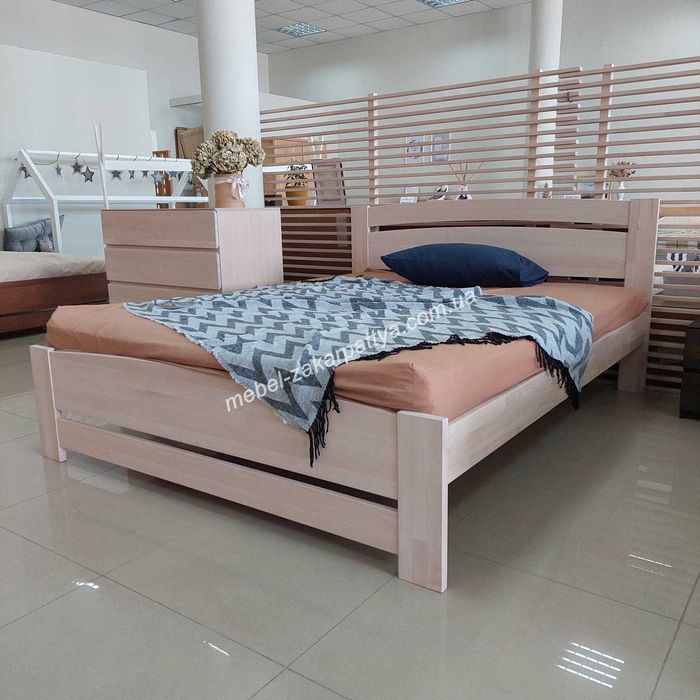 Кровать деревянная. Двуспальная массив бука. Мебель. Меблі. Ліжко 160