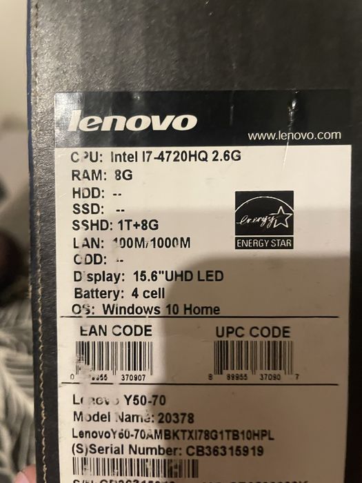 LAPTOP DO GIER lenovo y50-70