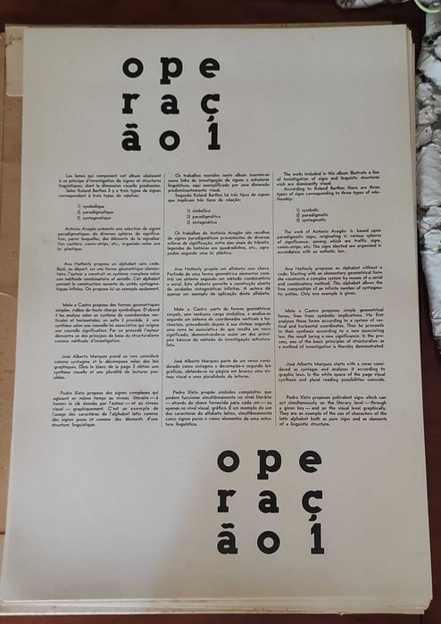 Operação. Nº 1 e Nº 2