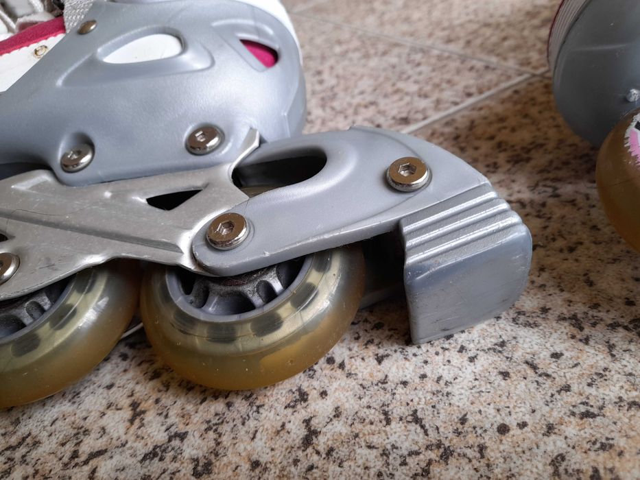 Patins em Linha Rosa tamanho ajustável 33-36