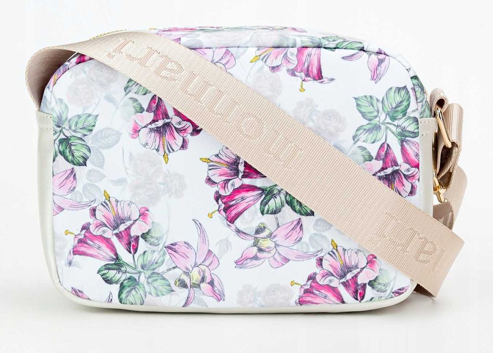 Monnari Torebka Damska Listonoszka Kwiatowy Wzór Letnia Biała Kolory