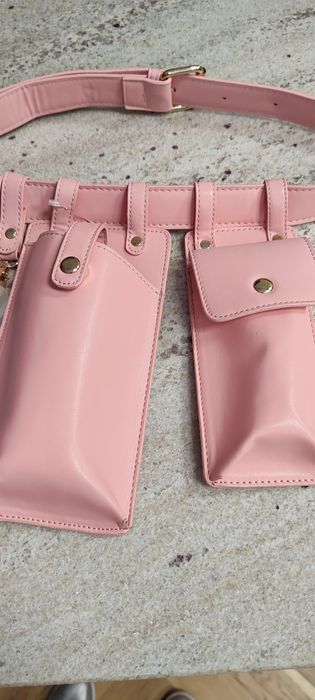 Saszetka nerka na pas pasek torebka EGO puder róż nowa