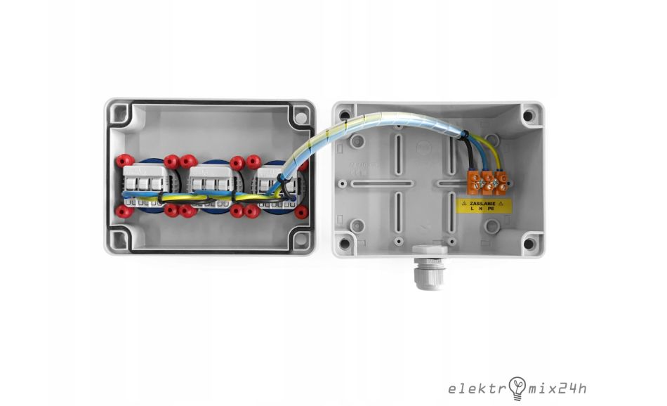 Rozdzielnica elektryczna skrzynka, gniazda 3x16A 230V z uziemieniem