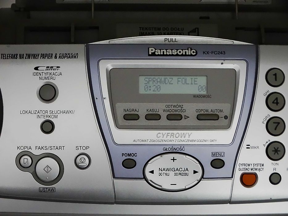 Panasonic KX-FC243PD – faks + telefon stacjonarny + słuchawka bezprzew