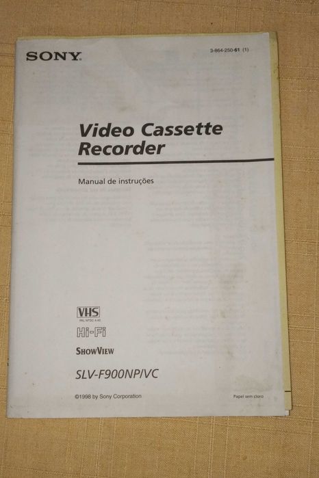 Manual original Video Sony SLV-F900NP / VC português