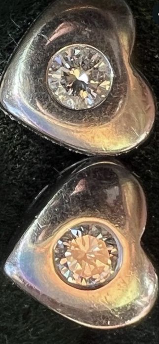 Kolczyki diamenty brylanty 0.20ct  Cudo. Serca pr.585